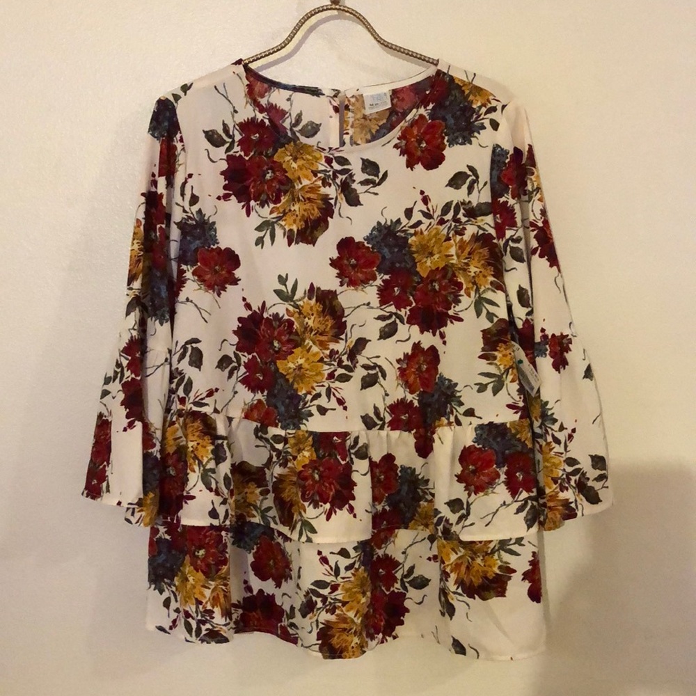 Time & Tru Fall Floral Blouse